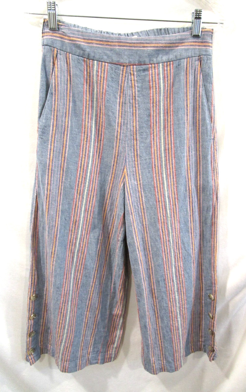 Madewell Huston Rainbow Stripe Wide Leg Pull-On Crop Pants Women S